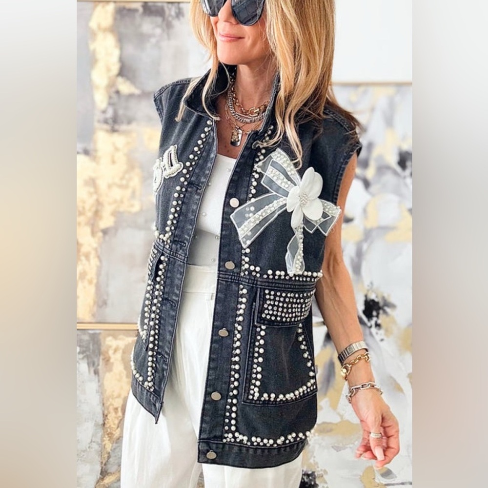 Pastel Rockstar Detailed Denim Vest